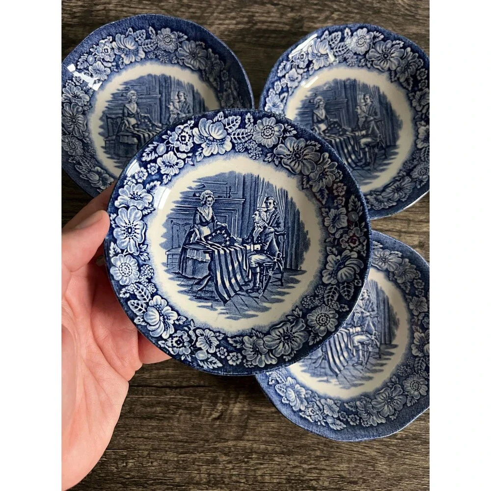 Blue and White Liberty Blue, Historical Colonial Scenes Collection Small Bowl